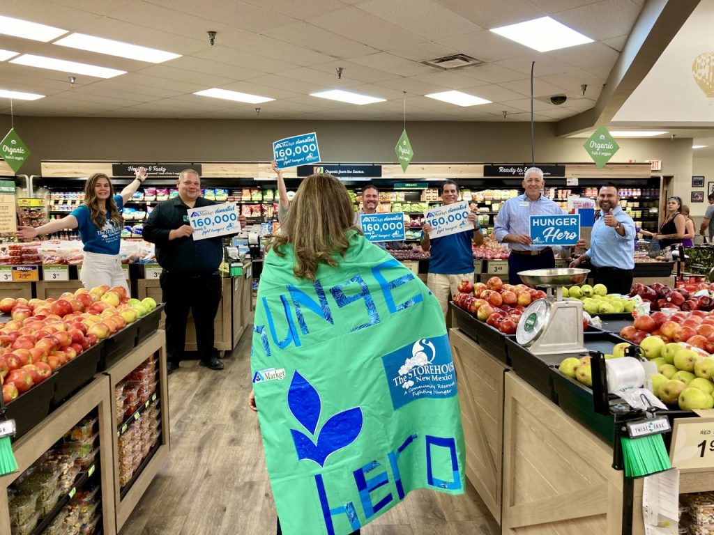 Hunger Hero, Yvonne, is celebrated by the staff of both Storehouse and Albertsons Market