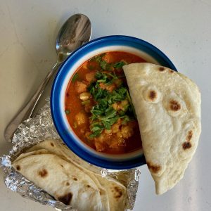posole, a favorite soup in New Mexico, is often served with flour tortillas. 