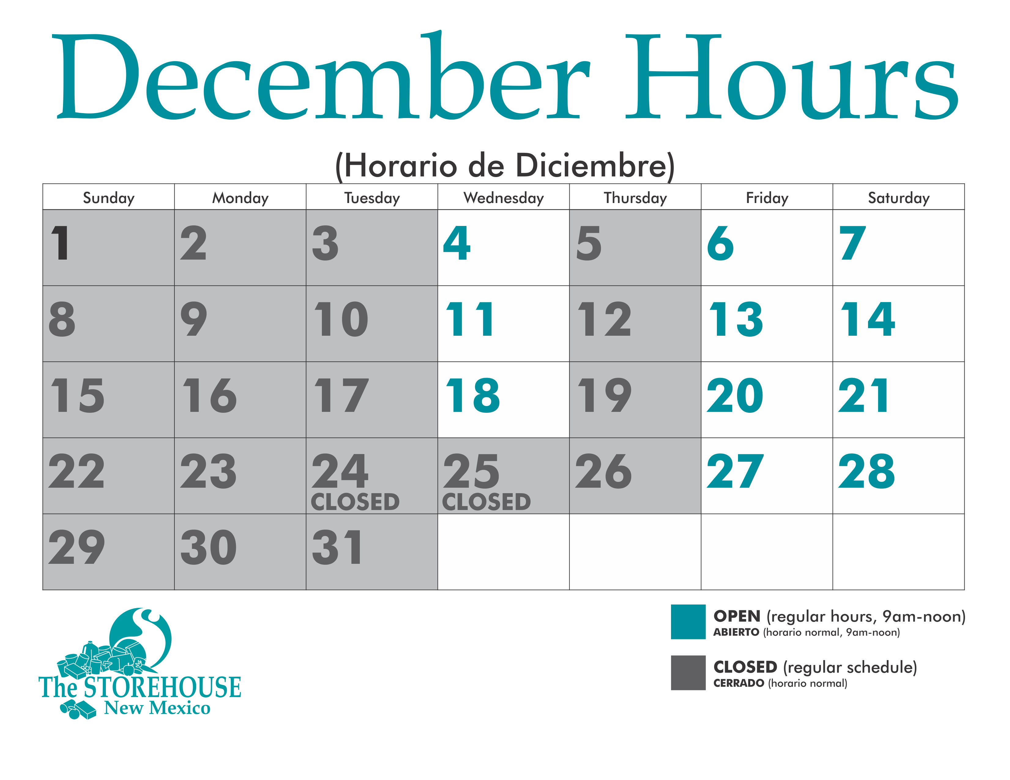 Storehouse February 2022 Hours